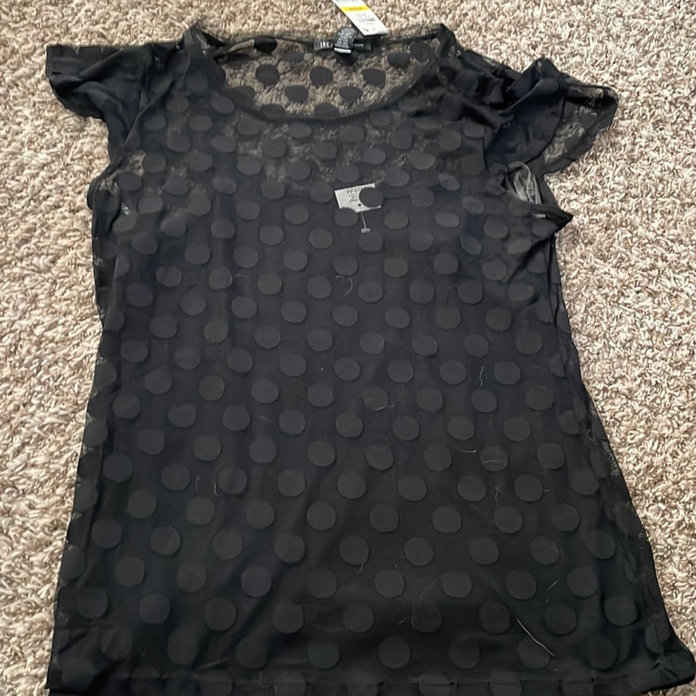 INC NWT black polka dot top